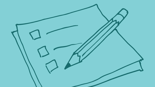 Hand-drawn regulatory checklist with a pencil